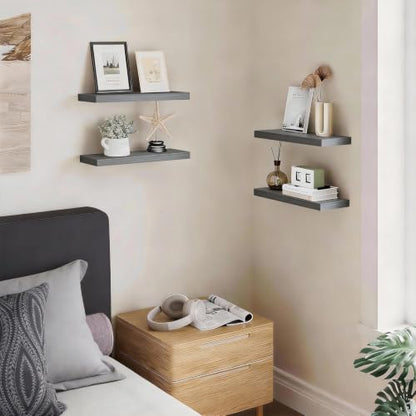 Grey Floating Shelves 15.7in (F. Grey - Industrial Edge Style / 15.7inches)