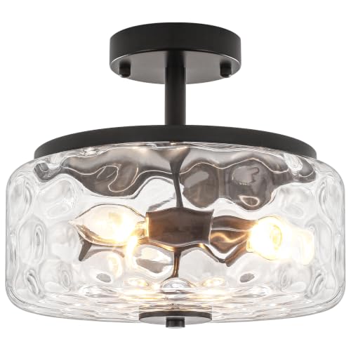 11.81" Modern Close to Ceiling Light Fixtures Industrial Glass Ceiling Lamp