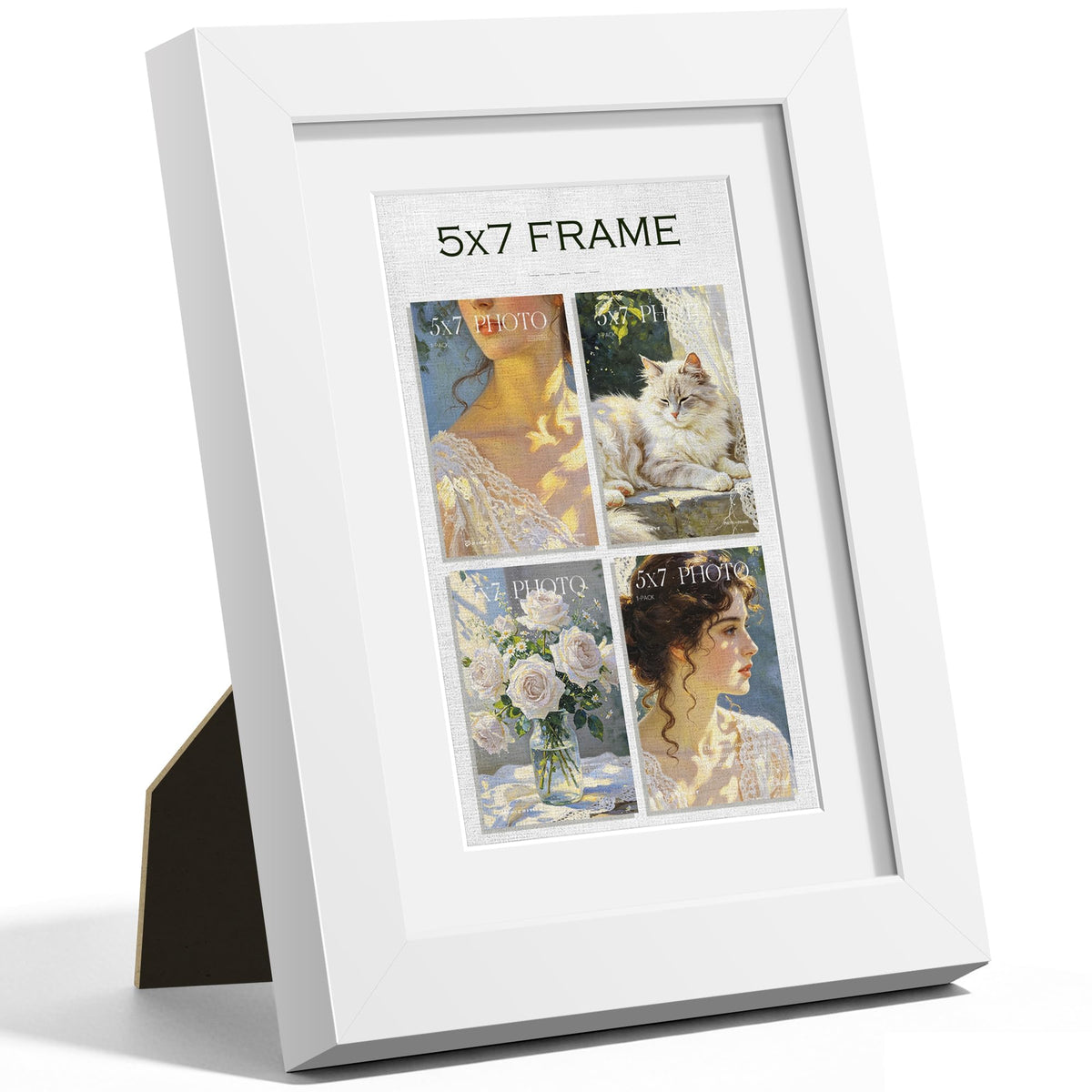 5x7 White Wooden Picture Frame (White Frame White Mat / 5x7)