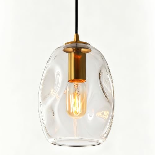 6.4 Inch Gold Glass Pendant Lights Kitchen Island Hanging Fixtures