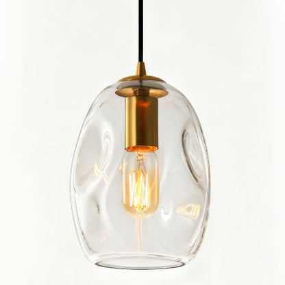 6.4 Inch Gold Glass Pendant Lights Kitchen Island Hanging Fixtures