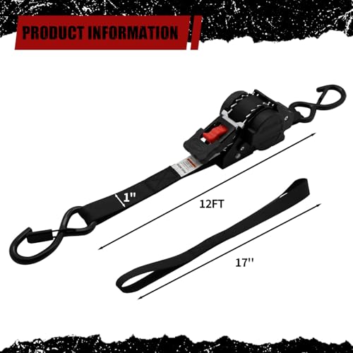 Retractable Ratchet Straps 1 Inch x 12 Ft