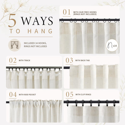 Natural Linen Curtains 204 Inches Long 2 Panels for Living Room (Natural / 50"W x 204"L (Pack of 2))