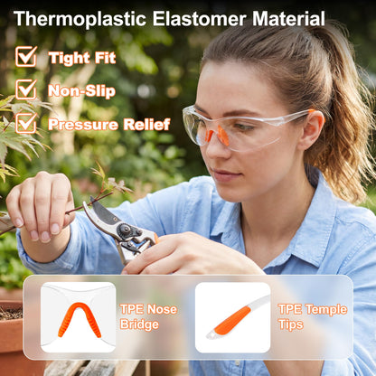 80 Pack Anti Fog Safety Glasses Bulk (Orange Nose Bridge)