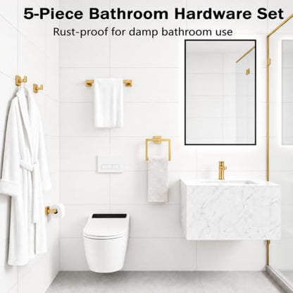 5 Piece Bathroom Accessories Stainless Steel Towel Bar Set