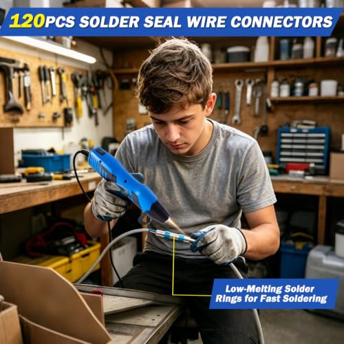 Mini Heat Gun Kit with 300 Heat Shrink PCS Solder Seal Wire Connectors