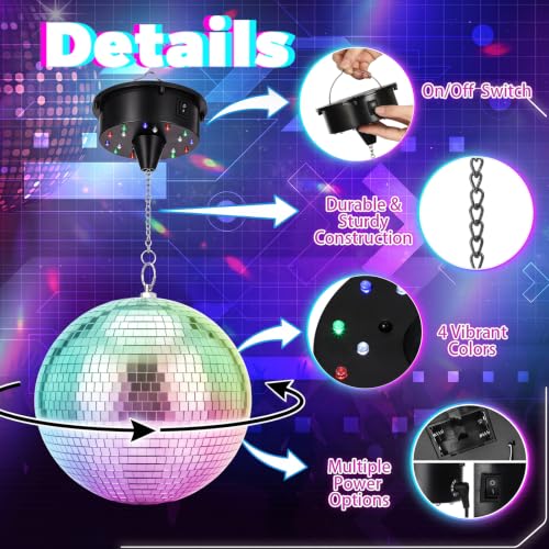 Mirror Disco Ball with Motor and Light