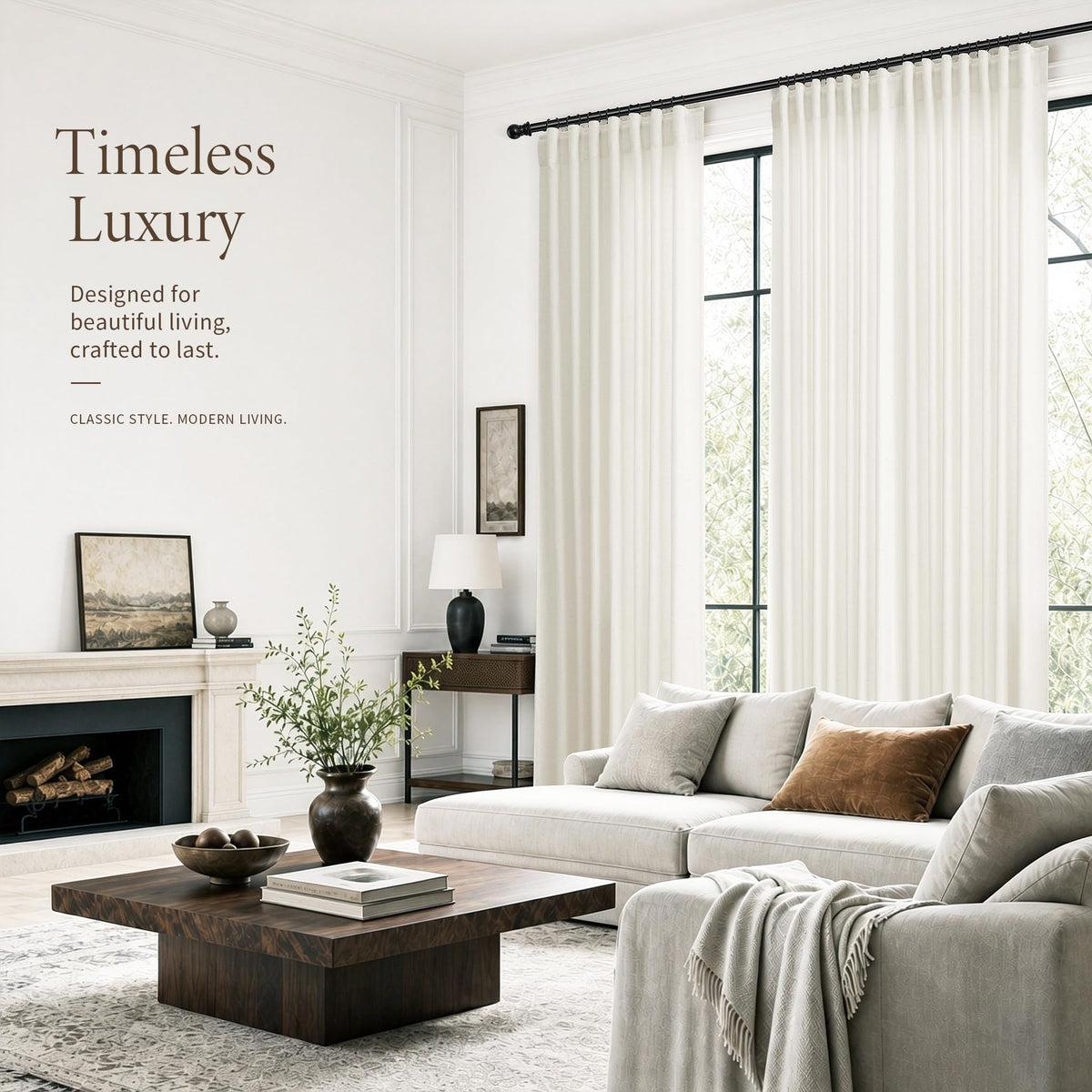 Natural Linen Curtains 106 Inches Long 2 Panels for Living Room (Natural / 50"W x 106"L (Pack of 2))