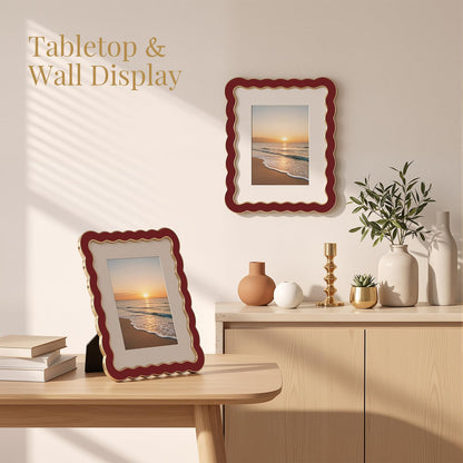 8x10 Scalloped Wavy Metal Picture Frame (Oxblood Burgundy / 8x10)