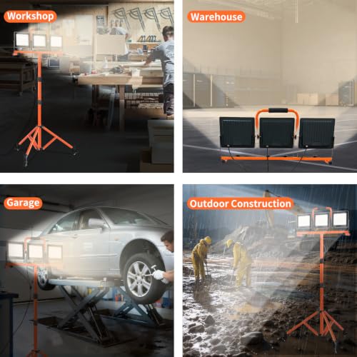 30000LM LED Work Light with Stand and Wheels 3