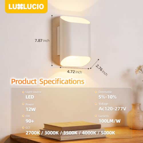 White Up & Down Indoor Outdoor LED Wall Sconce (White / 2 pack)