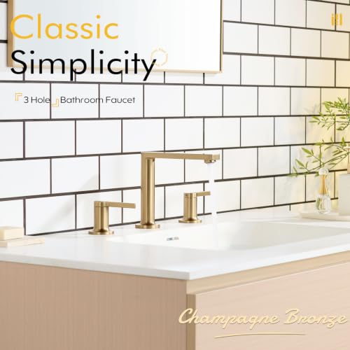 Bathroom Sink Faucet 3 Hole (Champagne Bronze / 1.2 GPM)