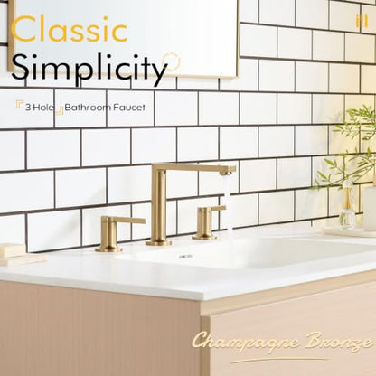 Bathroom Sink Faucet 3 Hole (Champagne Bronze / 1.2 GPM)
