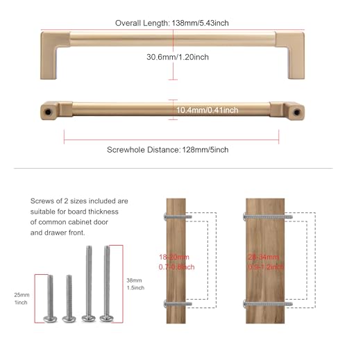 10 Pack Cabinet Pulls 5" (Champagne Bronze / 5"(128mm)Hole Center-10Pcs)