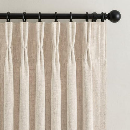 Natural Linen Blackout Curtains 86 Inches Long 2 Panels Set 50 Inch Wide (Natural / 50"W x 86"L (Pack of 2))