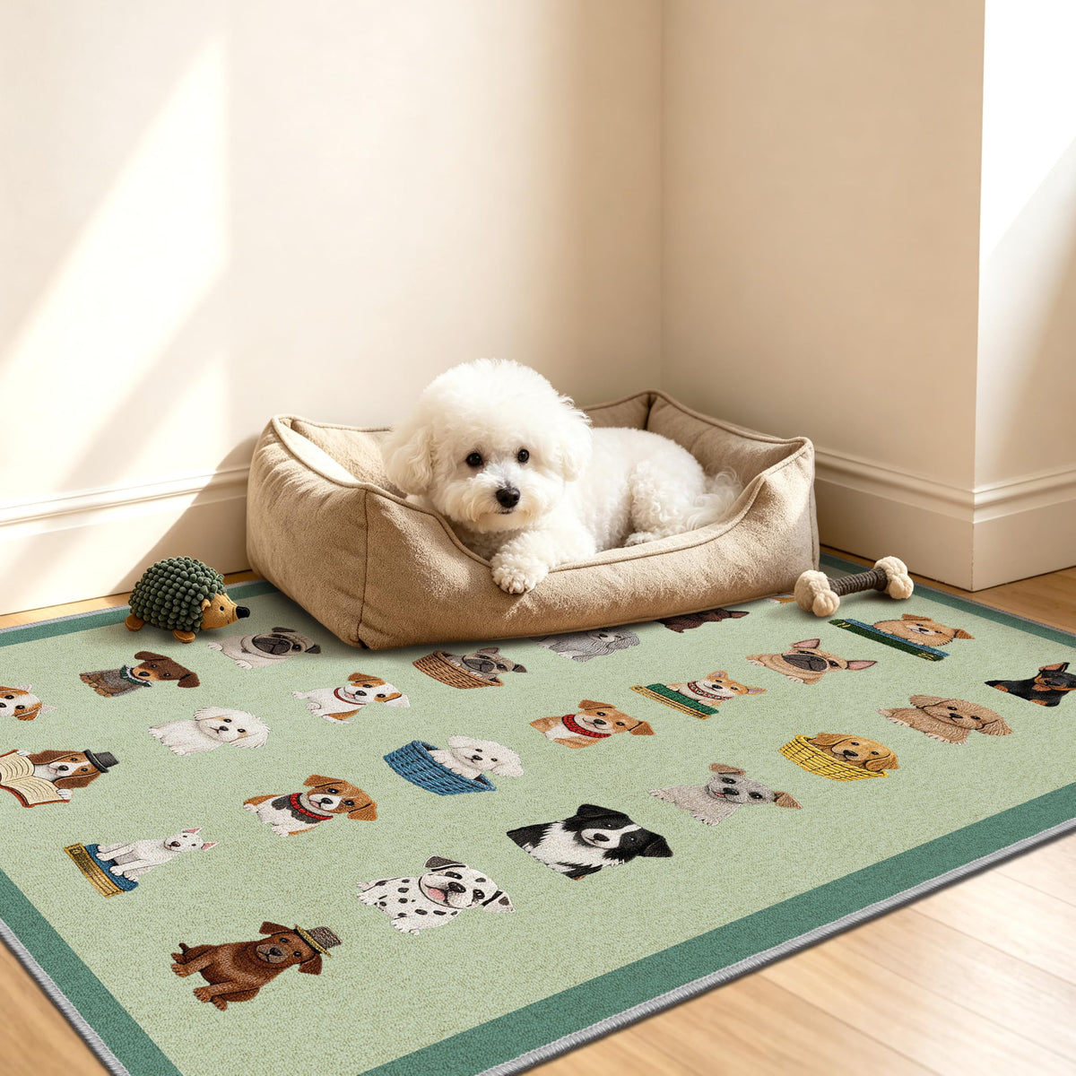 Waterproof 3x5 Runner Rug Non Slip Floor Runners for Dogs (Dog Green / 3' x 5' (Runner))