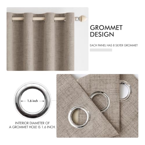 100% Blackout Linen Curtains for Bedroom 52x96 Inches Linen (Linen / 52"W x 96"L (Pack of 2))