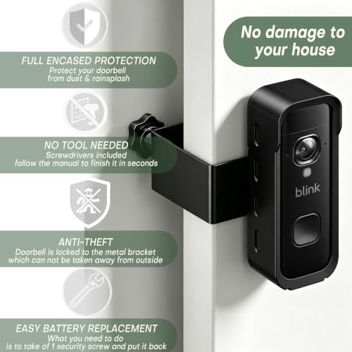 Anti Theft Ring Encased Door Mount Bracket for Blink New Battery Doorbell 2K+