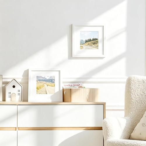 8x8 Solid Wood Frame Set of 2 (White Wood Grain / 8x8)