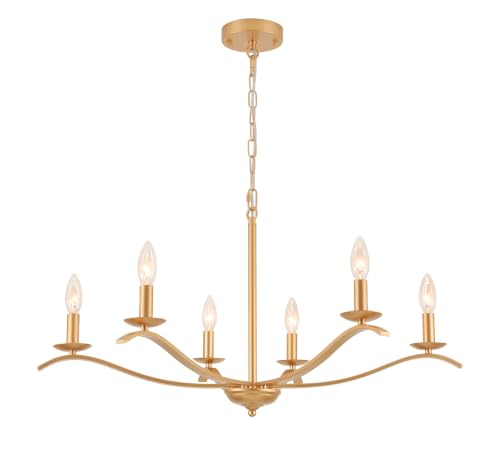 Modern Farmhouse Chandelier 6 Light Candle Large Light Fixture for Dining Room Living Room Kitchen Island