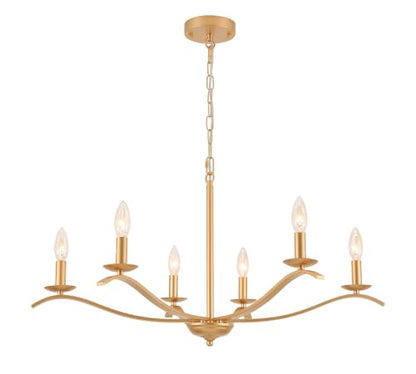 Modern Farmhouse Chandelier 6 Light Candle Large Light Fixture for Dining Room Living Room Kitchen Island