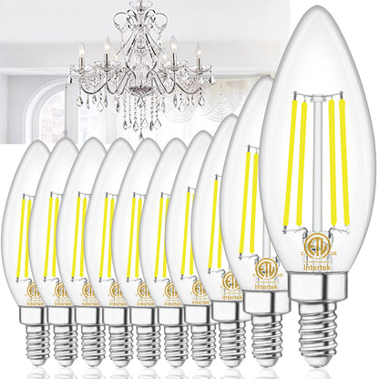 10 Pack E12 Chandelier LED Light Bulbs 60W Equivalent 5000K Daylight (10 Count (Pack of 1))