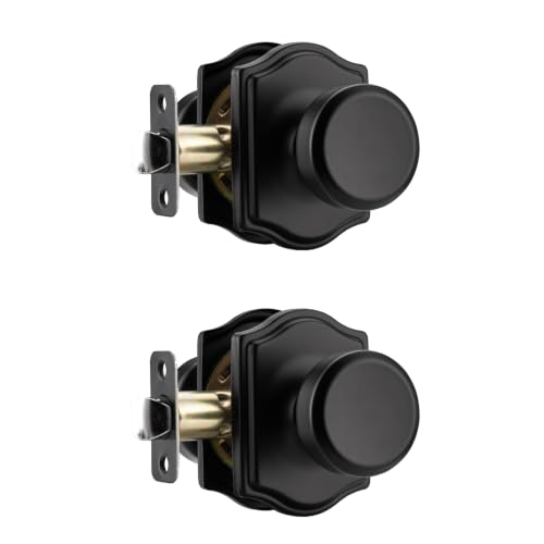 Black Door Knobs with Camelot Trim