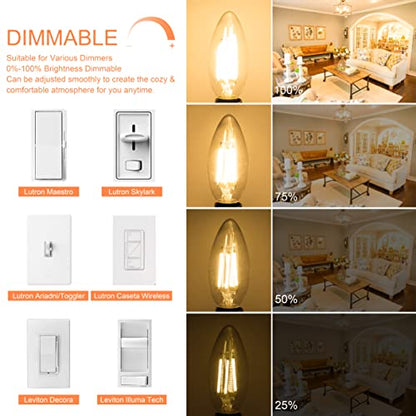 10 Pack E12 LED Light Bulb 60W Equivalent 2700K Warm White for Chandelier (10 Count (Pack of 1))