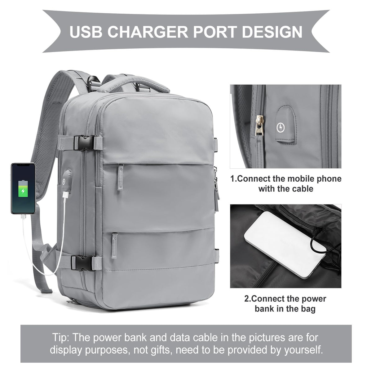 Vacuum Backpack Travel with Pump (A1-grey / 25 liters)