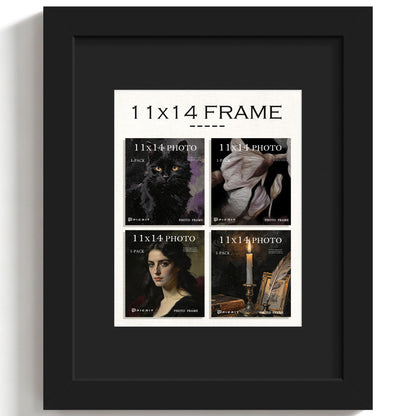 11x14 Black Wooden Picture Frame (Black Frame Black Mat / 11x14)