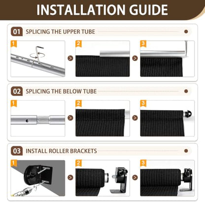 Outdoor Roller Shades for Patio (Black / 144"W x 96"H)
