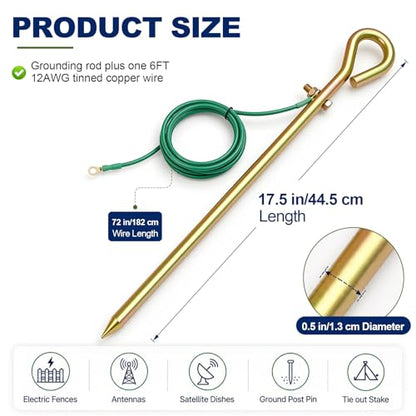 Portable Ground Rod Grounding Pin with Ground Wire Lug