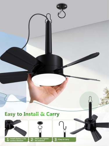 Outdoor Gazebo Ceiling Fan with Light and Remote