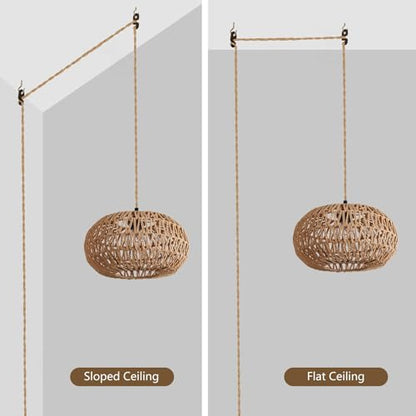 Hanging Lamp 12 inch Boho Plug in Pendant Light