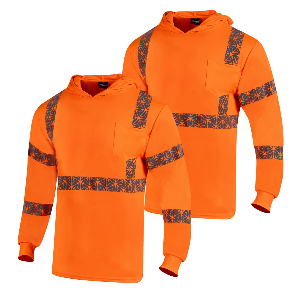 2PCS High Visibility Reflective Safety Shirts with Hood (XX-Large / Orange)