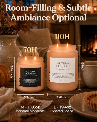 Autumnbouquet Scented Candle Floral Woody Scent for Fall Home Decor (Large Jar / Autumn Bouquet)
