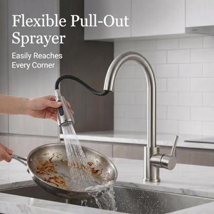 Kitchen Faucets with Soap Dispenser (Silver)