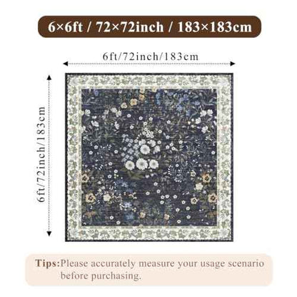 6x6 Washable Area Rug Living Room (Blue / 6x6)