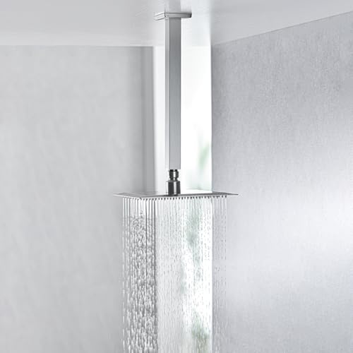 Square 12 Inch Ceiling Mounted Shower Arm With Flange