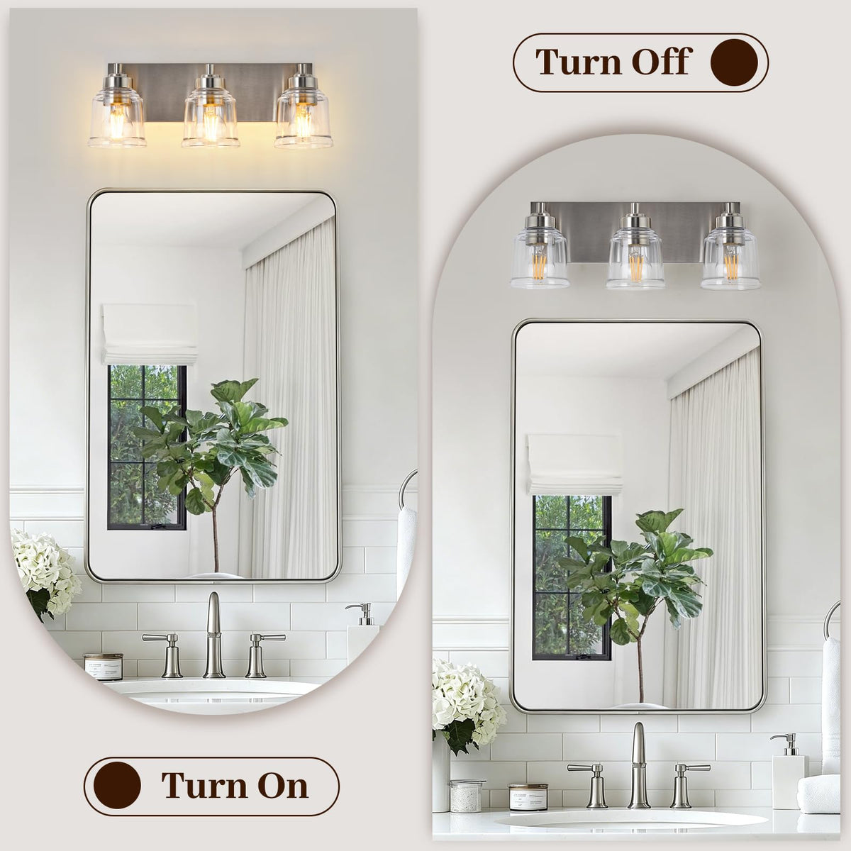 Brushed Nickel Bathroom Light Fixtures (Brushed Nickel / 3 Lights)