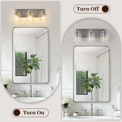 Brushed Nickel Bathroom Light Fixtures (Brushed Nickel / 3 Lights)