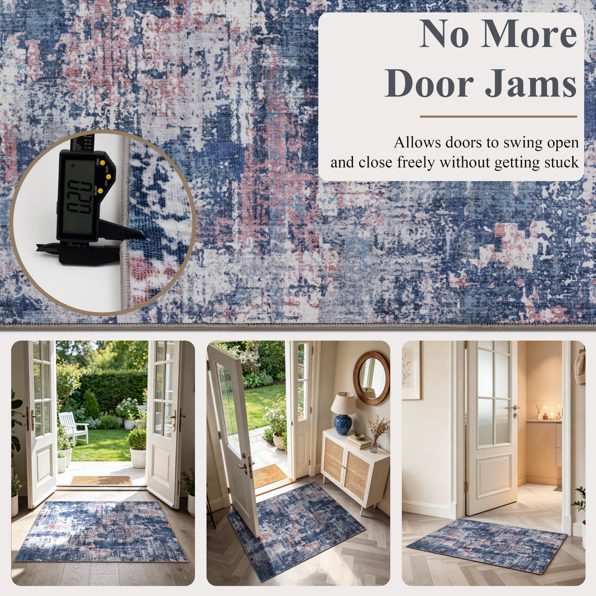 2x3 Entryway Area Rug (Pink & Blue / 2' x 3' (Rectangular))