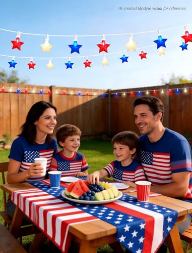 25FT Red White and Blue LED Star Lights (Red White Blue Star Lights / 25FT)