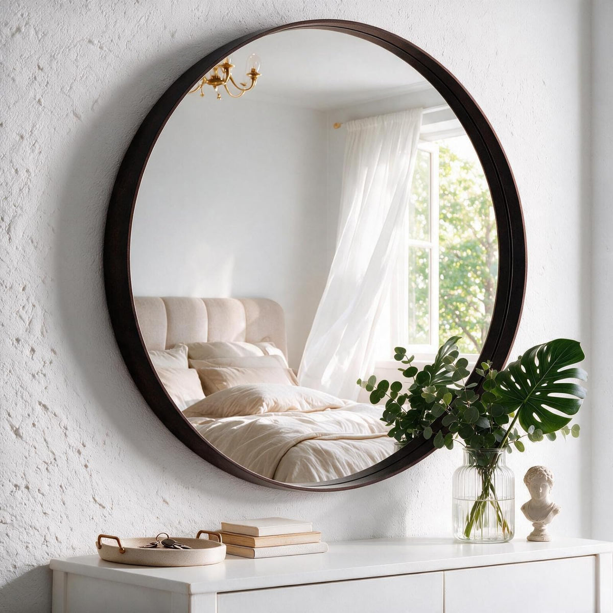 Round Wall Mirror 28 Inch (Black / 28"L x 28"W / Concave-Circle)