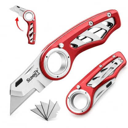 Folding Utility Knife Pocket Knife Box Cutter with Finger