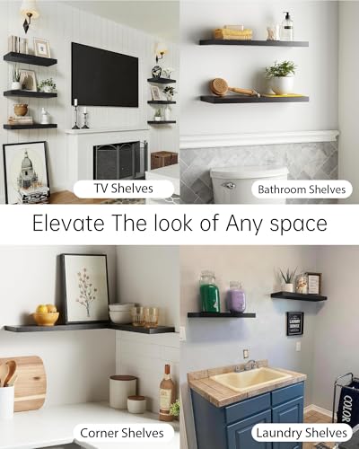 Black Floating Shelves 15.7in