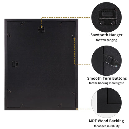 4x6 or 5x7 Picture Frames (Rustic Black / 13x16in (2Pack))
