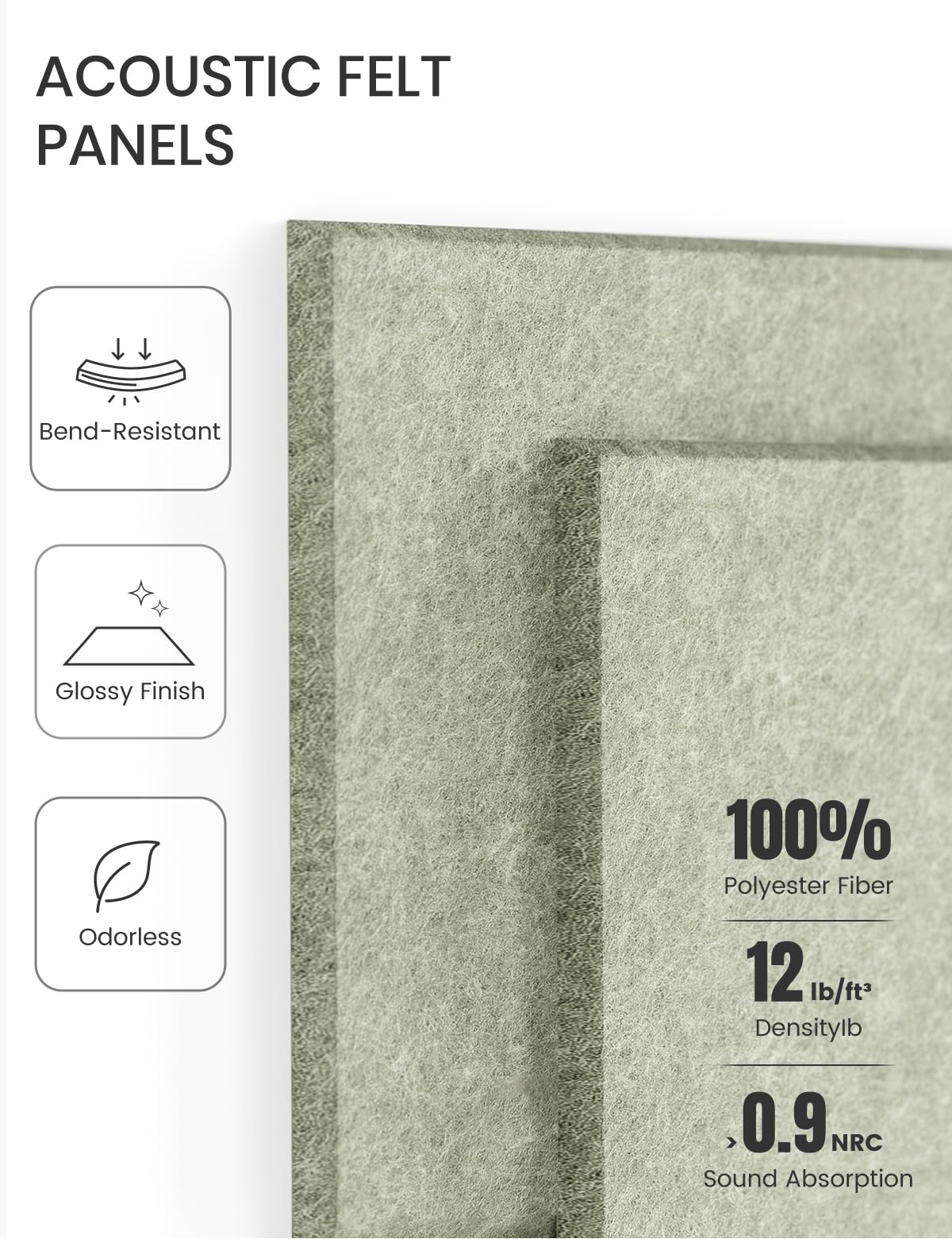 Felt Bulletin Board & Cork Board Alternative 36'' x 24'' (Sage Green / 4-compartment 6-pack)