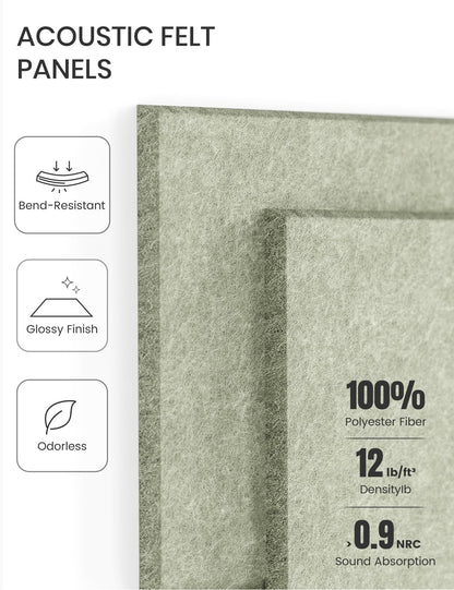 Felt Bulletin Board & Cork Board Alternative 36'' x 24'' (Sage Green / 4-compartment 6-pack)