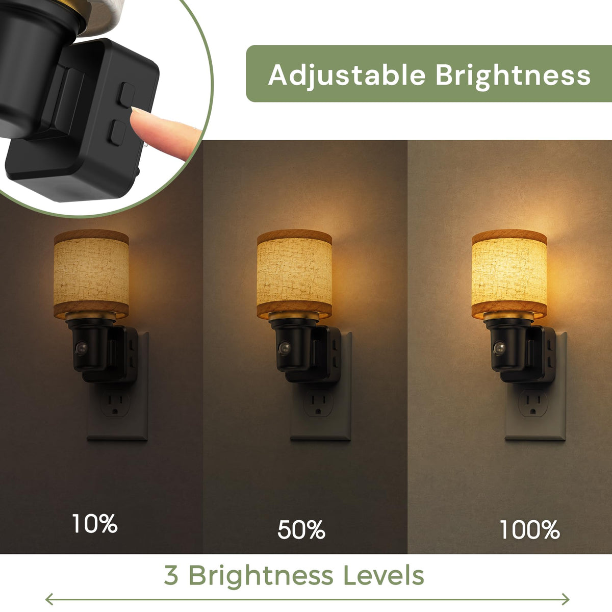 Night Lights Plug into Wall (Cylinder-3CCT / 2 Pack)